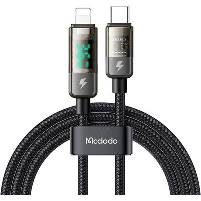 Mcdodo – datový kabel (CA-3600) – USB-C na Lightning, 36W, digitální displej, automatické vypnutí, transparentní design, 1,2m – černý Mcdodo – datový kabel (CA-3600) – USB-C na Lightning, 36W, digitální displej, automatické vypnutí, transparentní design, 1,2m – černý
