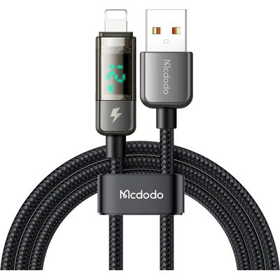 Mcdodo – datový kabel (CA-3620) – USB-A na Lightning, 3A, digitální displej, automatické vypnutí, transparentní design, 1,2m – černý Mcdodo – datový kabel (CA-3620) – USB-A na Lightning, 3A, digitální displej, automatické vypnutí, transparentní design, 1,2m – černý