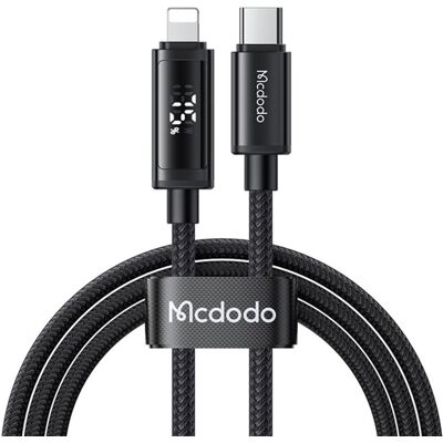 Mcdodo – datový kabel (CA-7990) – USB-C na Lightning, duální LED displej, 36W, rychlé nabíjení, 1,2m – černý Mcdodo – datový kabel (CA-7990) – USB-C na Lightning, duální LED displej, 36W, rychlé nabíjení, 1,2m – černý