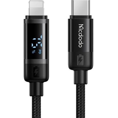 Mcdodo – datový kabel řady BAT (CA-5210) – USB-C na Lightning, 36W, digitální displej, 1,2m – černý Mcdodo – datový kabel řady BAT (CA-5210) – USB-C na Lightning, 36W, digitální displej, 1,2m – černý