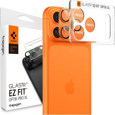 Spigen - Optik.tR EZ Fit Pro sklo fotoaparátu (2 balení) - iPhone 17 Pro - oranžové Spigen - Optik.tR EZ Fit Pro sklo fotoaparátu (2 balení) - iPhone 17 Pro - oranžové