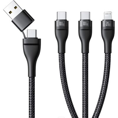 Baseus – datový kabel Flash Series 3 (P10377501111-00) – rychlonabíjení, USB, USB-C na Lightning, 2x USB-C, 100W, 1,5m – černý Baseus – datový kabel Flash Series 3 (P10377501111-00) – rychlonabíjení, USB, USB-C na Lightning, 2x USB-C, 100W, 1,5m – černý