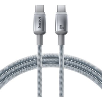 Baseus - datový kabel Discolor (E0420702) - USB-C na USB-C, 100W, 480Mbps, 1m - stříbrný Baseus - datový kabel Discolor (E0420702) - USB-C na USB-C, 100W, 480Mbps, 1m - stříbrný