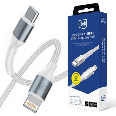 3mk - datový kabel Hyper N-Series - Type-C na Lightning, 20W, 9V/2A, 1m - bílý 3mk - datový kabel Hyper N-Series - Type-C na Lightning, 20W, 9V/2A, 1m - bílý