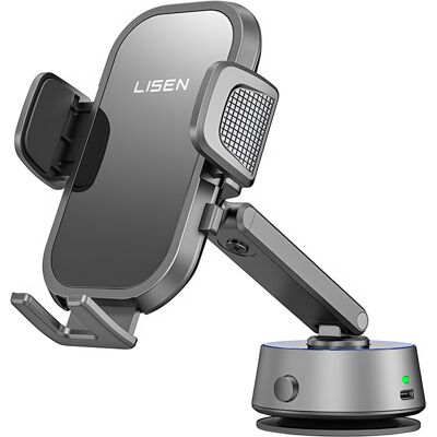 Lisen - držák do auta A680 (YL0225010007) - na palubní desku, stůl, elektrická přísavka, otáčení o 360°, svorkové rameno, 130mAh - černá Lisen - držák do auta A680 (YL0225010007) - na palubní desku, stůl, elektrická přísavka, otáčení o 360°, svorkové rameno, 130mAh - černá
