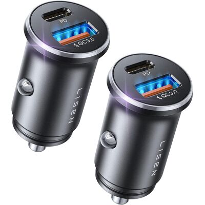 Lisen - (2 kusy) nabíječka do auta (YL0223080038) - rychlé nabíjení, USB, Type-C, adaptér do zapalovače, PD36W, QC18W - černá Lisen - (2 kusy) nabíječka do auta (YL0223080038) - rychlé nabíjení, USB, Type-C, adaptér do zapalovače, PD36W, QC18W - černá