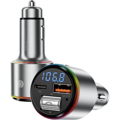 Proove - nabíječka do auta s FM modulátorem (FMPD30110006) - USB, Type-C, AUX, Bluetooth 5.3, rychlé nabíjení, 30 W, 12-24 V - stříbrná Proove - nabíječka do auta s FM modulátorem (FMPD30110006) - USB, Type-C, AUX, Bluetooth 5.3, rychlé nabíjení, 30 W, 12-24 V - stříbrná