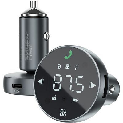 Proove - nabíječka do auta s FM modulátorem (FMSS30110003) - s dotykovým displejem, USB, Type-C, U-Disk, TF, Bluetooth 5.0, 30W - šedá Proove - nabíječka do auta s FM modulátorem (FMSS30110003) - s dotykovým displejem, USB, Type-C, U-Disk, TF, Bluetooth 5.0, 30W - šedá