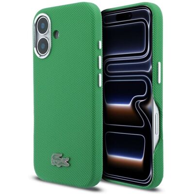 Zadní kryt Lacoste PVC Iconic Petit Pique Metal Logo MagSafe pro iPhone 16 Estragon Green Zadní kryt Lacoste PVC Iconic Petit Pique Metal Logo MagSafe pro iPhone 16 Estragon Green