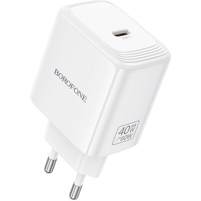 Adaptér Borofone BN33 Fuente GaN Typ C QC 3.0 PD 40W bílý Adaptér Borofone BN33 Fuente GaN Typ C QC 3.0 PD 40W bílý