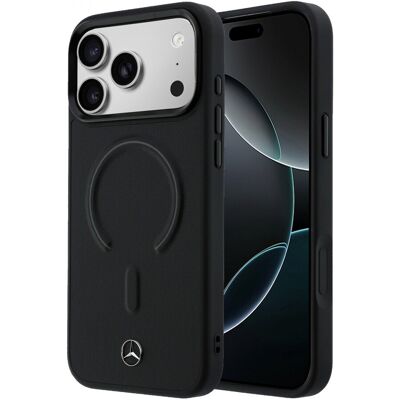 Zadní kryt Mercedes PU Leather 3D MagSafe pro iPhone 17 Pro Max černý Zadní kryt Mercedes PU Leather 3D MagSafe pro iPhone 17 Pro Max černý