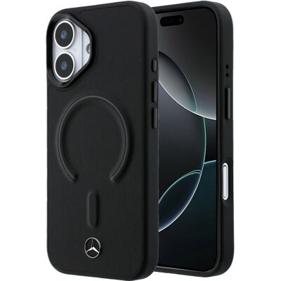 Zadní kryt Mercedes PU Leather 3D MagSafe pro iPhone 17 černý Zadní kryt Mercedes PU Leather 3D MagSafe pro iPhone 17 černý