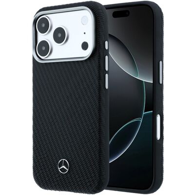 Zadní kryt Mercedes PU Leather Semi Wrap MagSafe pro iPhone 17 Pro Max černý Zadní kryt Mercedes PU Leather Semi Wrap MagSafe pro iPhone 17 Pro Max černý