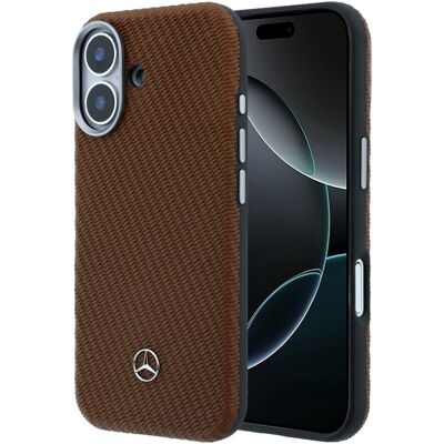 Zadní Kryt Mercedes PU Leather Wood Semi Wrap MagSafe pro iPhone 17 camel Zadní Kryt Mercedes PU Leather Wood Semi Wrap MagSafe pro iPhone 17 camel