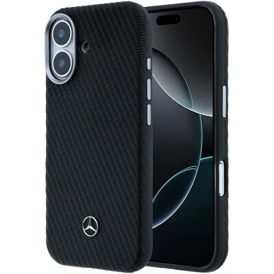 Zadní Kryt Mercedes PU Leather Wood Semi Wrap MagSafe pro iPhone 17 černý Zadní Kryt Mercedes PU Leather Wood Semi Wrap MagSafe pro iPhone 17 černý
