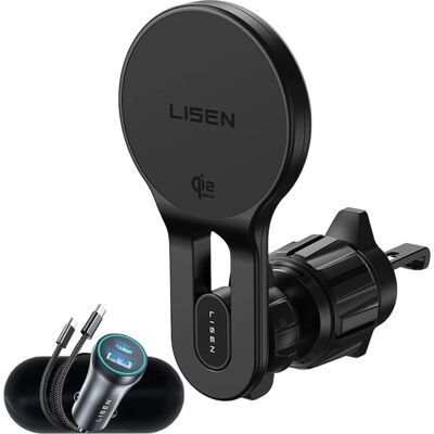 Držák do auta s bezdrátovým nabíjením Lisen W704 Pro Qi2.2 25 W černý Držák do auta s bezdrátovým nabíjením Lisen W704 Pro Qi2.2 25 W černý