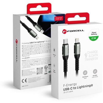 Kabel USB-C na Lightning Forcell F-Energy PD 3A 27W Cafule 0.25 m C259 černý Kabel USB-C na Lightning Forcell F-Energy PD 3A 27W Cafule 0.25 m C259 černý