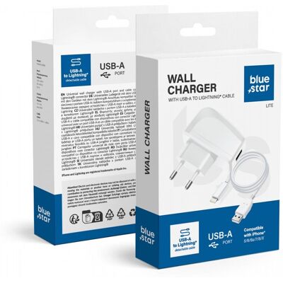 Blue Star BlueStar Lite Bílý 1A Nabíječka s kabel iPhone - Nabíječka Blue Star BlueStar Lite Bílý 1A Nabíječka s kabel iPhone - Nabíječka