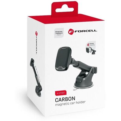 Magnetický držák telefonu do auta Forcell F-Grip Carbon H-CT327 čelní sklo/ palubní desku černý Magnetický držák telefonu do auta Forcell F-Grip Carbon H-CT327 čelní sklo/ palubní desku černý