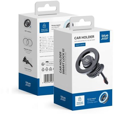 Magnetický držák telefonu do auta kompatibilní s Magsafe Blue star SMART LOCK X1 větrací mřížku černý Magnetický držák telefonu do auta kompatibilní s Magsafe Blue star SMART LOCK X1 větrací mřížku černý