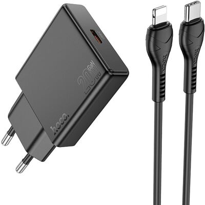 Síťová nabíječka Hoco Slim USB-C QC PD 20W + kabel USB-C na Lightning N37 černá Síťová nabíječka Hoco Slim USB-C QC PD 20W + kabel USB-C na Lightning N37 černá