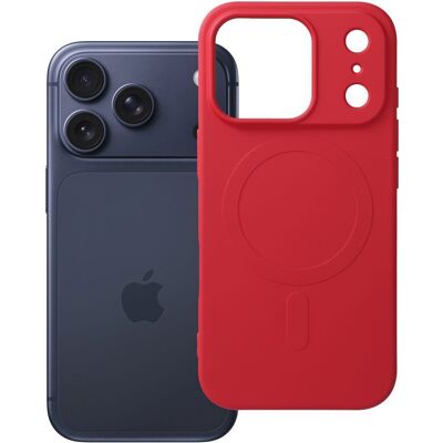 TopQ Silikonový kryt pro iPhone 17 Pro / 18 Pro s nízkým okrajem fotoaparátu Mag Cover kompatibilní s MagSafe (velký otvor) červený TopQ Silikonový kryt pro iPhone 17 Pro / 18 Pro s nízkým okrajem fotoaparátu Mag Cover kompatibilní s MagSafe (velký otvor) červený