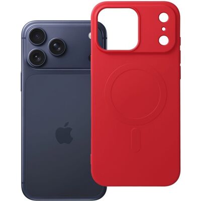 TopQ Silikonový kryt pro iPhone 17 Pro Max / 18 Pro Max s nízkým okrajem fotoaparátu Mag Cover kompatibilní s MagSafe (velký otvor) červený TopQ Silikonový kryt pro iPhone 17 Pro Max / 18 Pro Max s nízkým okrajem fotoaparátu Mag Cover kompatibilní s MagSafe (velký otvor) červený