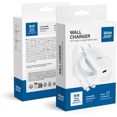 Nabíječka USB-C Blue Star s kabelem Lightning - 18W Power Delivery Nabíječka USB-C Blue Star s kabelem Lightning - 18W Power Delivery