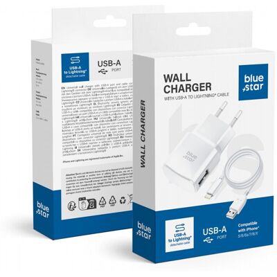Cestovní nabíječka Blue Star Tfk-Tc-1100B - Kompatibilní s iPhone 5/6/6S/7/8/X Cestovní nabíječka Blue Star Tfk-Tc-1100B - Kompatibilní s iPhone 5/6/6S/7/8/X