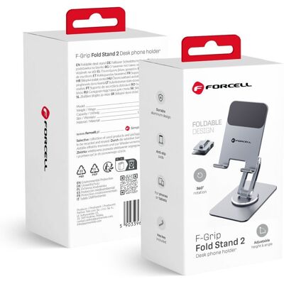 Skládací stolní držák na telefon / tablet Forcell F-Grip Fold Stand 2 360 šedý Skládací stolní držák na telefon / tablet Forcell F-Grip Fold Stand 2 360 šedý