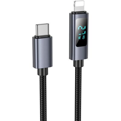 Kabel USB-C na Lightning Hoco PD 27 W s displejem 1 m X112 černý Kabel USB-C na Lightning Hoco PD 27 W s displejem 1 m X112 černý