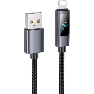 Kabel USB-A na Lightning Hoco 2.4 A s displejem 1 m X112 černý Kabel USB-A na Lightning Hoco 2.4 A s displejem 1 m X112 černý