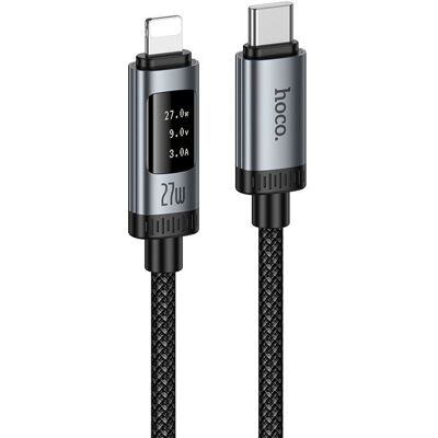 Datový kabel s digitálním displejem USB-C na Lightning Hoco PD 27 W 1.2 m U148 černý Datový kabel s digitálním displejem USB-C na Lightning Hoco PD 27 W 1.2 m U148 černý