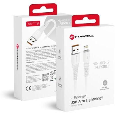 Nabíjecí a datový kabel Forcell F-Energy USB-A na Lightning 2.4A 12W silikonový 1 m C343 bílý Nabíjecí a datový kabel Forcell F-Energy USB-A na Lightning 2.4A 12W silikonový 1 m C343 bílý