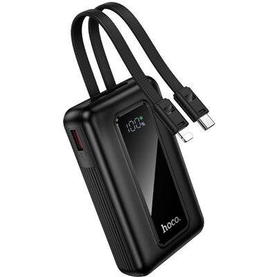 Powerbanka Hoco J162 10000 mAh QC PD 22.5W s integrovanými kabely USB-C a Lightning černá Powerbanka Hoco J162 10000 mAh QC PD 22.5W s integrovanými kabely USB-C a Lightning černá