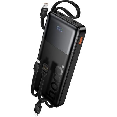Powerbanka Hoco J156 10000 mAh QC PD 2A 22.5W s vestavěnými kabely USB-A USB-C Lightning Micro USB černá Powerbanka Hoco J156 10000 mAh QC PD 2A 22.5W s vestavěnými kabely USB-A USB-C Lightning Micro USB černá