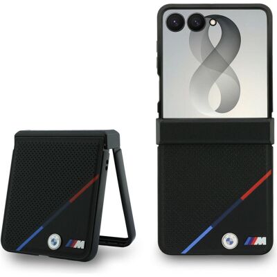 BMW Leather Perforated Tricolor Stripe Metal Logos kryt pro Samsung Galaxy Z Flip 8 s MagSafe černý BMW Leather Perforated Tricolor Stripe Metal Logos kryt pro Samsung Galaxy Z Flip 8 s MagSafe černý