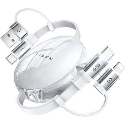 Lisen YL0123030001 datový a nabíjecí kabel USB-C na USB-C s adaptéry USB-A a Lightning 60W 1 m bílý Lisen YL0123030001 datový a nabíjecí kabel USB-C na USB-C s adaptéry USB-A a Lightning 60W 1 m bílý