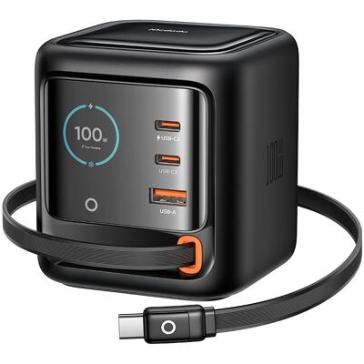 Mcdodo FreeGo Series CH-1391 nabíječka se zatahovacím kabelem USB-C 2x USB-C 1x USB-A 100W GaN černá Mcdodo FreeGo Series CH-1391 nabíječka se zatahovacím kabelem USB-C 2x USB-C 1x USB-A 100W GaN černá