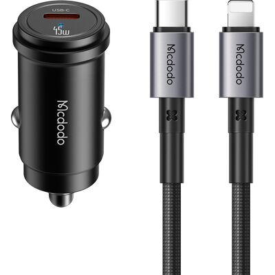 Nabíječka do auta Mcdodo Obsidian Series CC-7495 s kabelem USB-C na Lightning PD 45W 1.2 m černá Nabíječka do auta Mcdodo Obsidian Series CC-7495 s kabelem USB-C na Lightning PD 45W 1.2 m černá