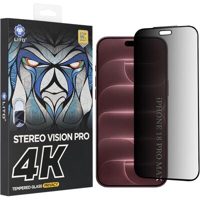 Tvrzené sklo Lito D+ Max 4K s privátním filtrem pro iPhone 18 Pro Max černé Tvrzené sklo Lito D+ Max 4K s privátním filtrem pro iPhone 18 Pro Max černé