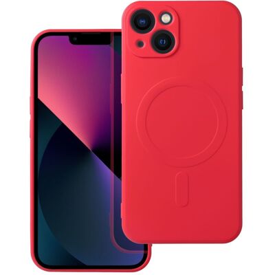 TopQ Kryt Silicone Mag Cover s podporou MagSafe pro iPhone 13 s ochranou fotoaparátu červený TopQ Kryt Silicone Mag Cover s podporou MagSafe pro iPhone 13 s ochranou fotoaparátu červený