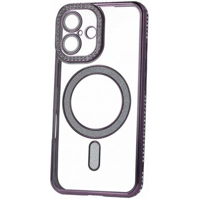 TopQ Zadní kryt Bling Magsafe pro iPhone 16 fialový TopQ Zadní kryt Bling Magsafe pro iPhone 16 fialový