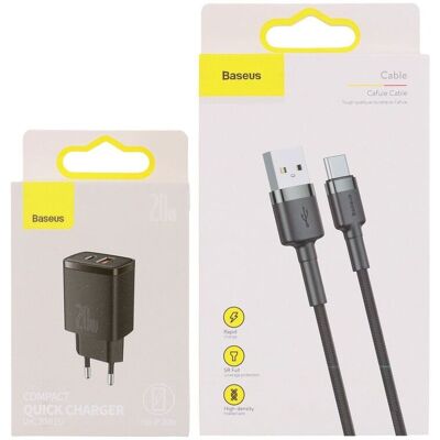 Rychlonabíječka Baseus Compact 20W včetně datového kabelu USB-C černá Rychlonabíječka Baseus Compact 20W včetně datového kabelu USB-C černá