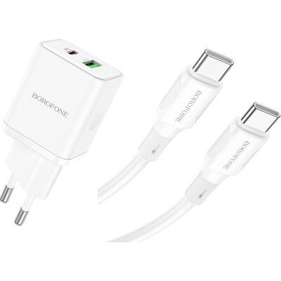 Rychlonabíječka Borofone BN7 20W včetně datového kabelu USB-C bílá Rychlonabíječka Borofone BN7 20W včetně datového kabelu USB-C bílá
