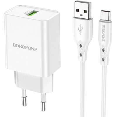 Rychlonabíječka Borofone BN5 Sunlight včetně USB-C datového kabelu bílá 18W Rychlonabíječka Borofone BN5 Sunlight včetně USB-C datového kabelu bílá 18W