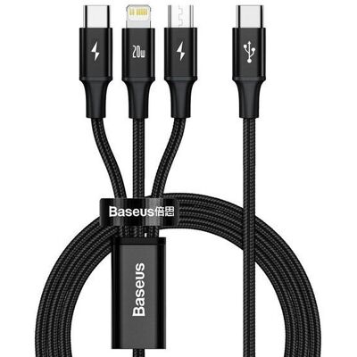 Datový kabel Baseus (CAMLT-SC01) 1,5m 3v1 černý Datový kabel Baseus (CAMLT-SC01) 1,5m 3v1 černý