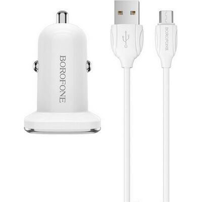 Nabíječka do auta Borofone BZ12 micro USB 2.4A Dual včetně datového kabelu bílá Nabíječka do auta Borofone BZ12 micro USB 2.4A Dual včetně datového kabelu bílá
