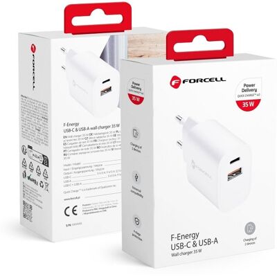 Adaptér Forcell s funkcí rychlonabíjení 35W bílý Adaptér Forcell s funkcí rychlonabíjení 35W bílý