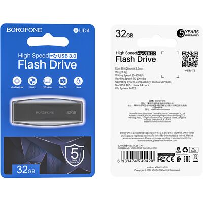 Flash disk značky Borofone BUD4 USB 3.0 32GB černý Flash disk značky Borofone BUD4 USB 3.0 32GB černý